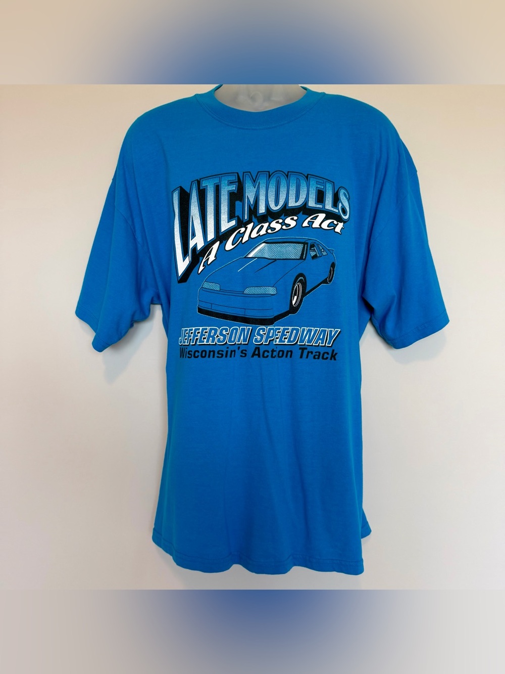 Jefferson Speedway Late Models Wisconsin Blue Graphic T-Shirt | Size XL